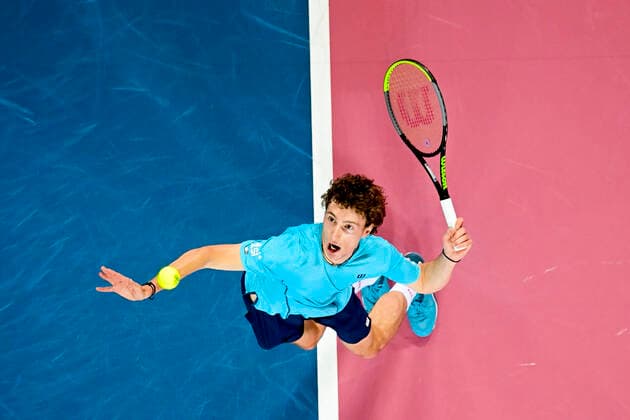 Ugo Humbert (Fra) TENNIS : Open Sud de France 2021 - Montpellier - 24 02 2021 JBAutissier Panoramic 