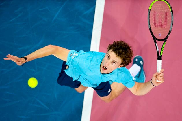 Ugo Humbert (Fra) TENNIS : Open Sud de France 2021 - Montpellier - 24 02 2021 JBAutissier Panoramic 