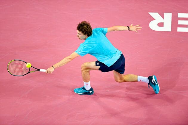 Ugo Humbert (Fra) TENNIS : Open Sud de France 2021 - Montpellier - 24 02 2021 JBAutissier Panoramic 