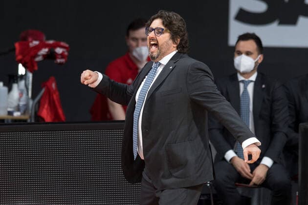 Basketball, Euroleague, FC Bayern Munich Maccabi Tel Aviv In the picture Head Coach of FC Bayern Munich Andrea TRINCHIERI Munich Audi Dome Bayern Germany Copyright: Passion2Press.dex xMarkusxFischerx