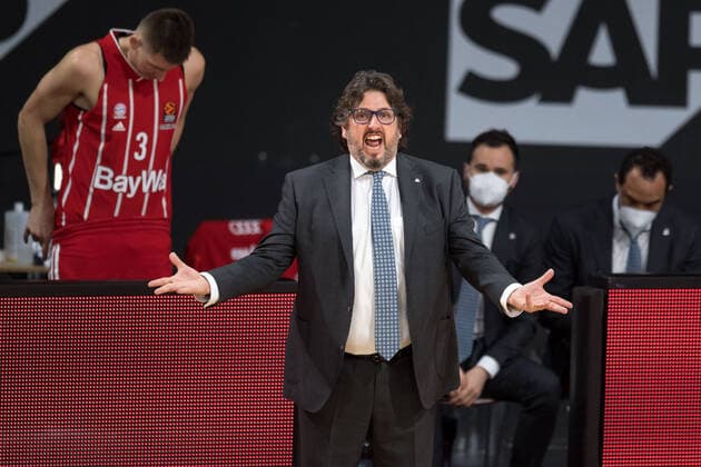 Basketball, Euroleague, FC Bayern Munich Maccabi Tel Aviv In the picture Head Coach of FC Bayern Munich Andrea TRINCHIERI Munich Audi Dome Bayern Germany Copyright: Passion2Press.dex xMarkusxFischerx
