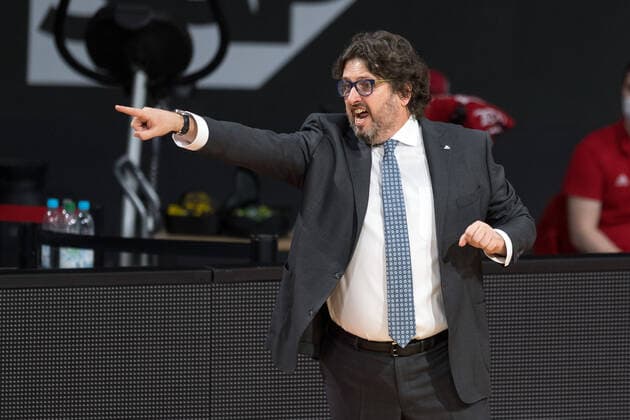 Basketball, Euroleague, FC Bayern Munich Maccabi Tel Aviv In the picture Head Coach of FC Bayern Munich Andrea TRINCHIERI Munich Audi Dome Bayern Germany Copyright: Passion2Press.dex xMarkusxFischerx