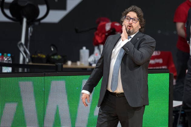 Basketball, Euroleague, FC Bayern Munich Maccabi Tel Aviv In the picture Head Coach of FC Bayern Munich Andrea TRINCHIERI Munich Audi Dome Bayern Germany Copyright: Passion2Press.dex xMarkusxFischerx