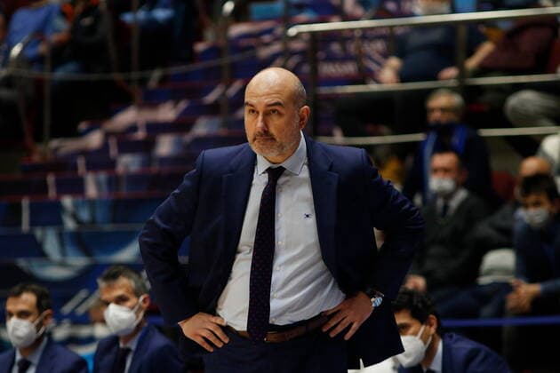 Russian Federation. Saint-Petersburg. Sibur Arena. Basketball. Regular Season, Euroleague 2020-2021, BC Zenit Saint Petersburg - BC Valencia. Head coach of the Valencia basketball club Jaume Ponsarnau. MaksimxKonstantinov