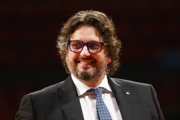 Coach Andrea Trinchieri FCBB beaming with joy Cheering, jubilating, laughing, satisfied Basketball, EuroLeague, FC Bayern Munich vs Maccabi Tel Aviv, Audi Dome, 25 02 2021 PHOTO Mladen Lackovic LakoPress