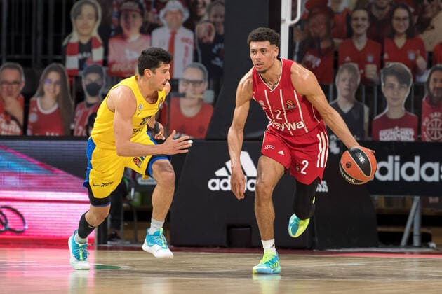 Basketball, Euroleague, FC Bayern Munich Maccabi Tel Aviv In the picture John DIBARTOLOMEO Maccabi Tel Aviv, 12 and Wade BALDWIN FC Bayern Munich, 2 Munich Audi Dome Bayern Germany Copyright: Passion2Press.dex xMarkusxFischerx