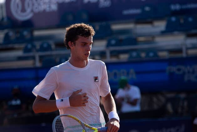 February 25, 2021, Cordoba Capital, Cordoba, Argentina: Tennis player Juan Manuel Cerundolo (335) ARG..Juan Manuel Cerundolo (335) ARG wins 6-7, 7-5, 6-2 over Miomir Kecmanovic (41) SRB Cordoba Capital Argentina - ZUMAb196 20210225_zip_b196_026 Copyright: xDanielxBustosx