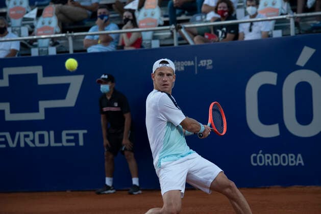 February 25, 2021, Cordoba Capital, Cordoba, Argentina: Argentine tennis player Diego Peque Schwartzman (9) ARG. Diego Schwartzman (9) ARG defeated Marco Cecchinato (87) ITA, 6-2, 6-2, in their match for the second round of the ATP, Tennis Herren 250 from CoÂ³rdoba. Cordoba Capital Argentina - ZUMAb196 20210225_zip_b196_058 Copyright: xDanielxBustosx