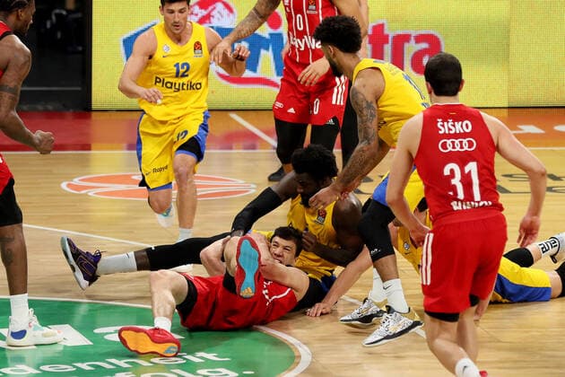 Vladimir Lucic FCBB and Othello Hunter Tel Aviv FC Bayern Basketball vs Maccabi Playtika Tel Aviv, Basketball, EuroLeague, 26 Matchday, 2020 2021, 25 02 2021, FC Bayern Basketball vs Maccabi Playtika Tel Aviv, Basketball, EuroLeague, 26 Matchday, 2020 2021, 25 02 2021, Munich. Copyright: xMarcelxEngelbrechtx Eibner-Pressefotox EP_met