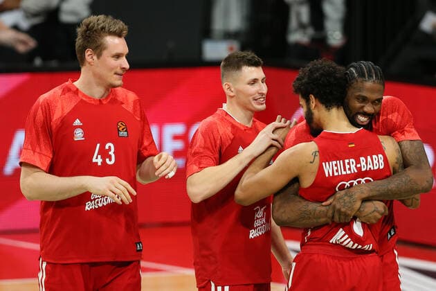 Leon Radosevic FCBB , Nick Weiler Babb FCBB and Jalen Reynolds FCBB FC Bayern Basketball vs Maccabi Playtika Tel Aviv, Basketball, EuroLeague, 26 Matchday, 2020 2021, 25 02 2021, FC Bayern Basketball vs Maccabi Playtika Tel Aviv, Basketball, EuroLeague, 26 Matchday, 2020 2021, 25 02 2021, Munich. Copyright: xMarcelxEngelbrechtx Eibner-Pressefotox EP_met
