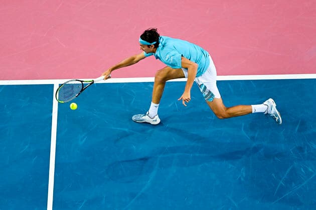 Lorenzo Sonego (Ita) TENNIS : Open Sud de France 2021 - Montpellier - 26 02 2021 JBAutissier Panoramic 