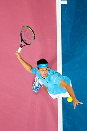 Lorenzo Sonego (Ita) TENNIS : Open Sud de France 2021 - Montpellier - 26 02 2021 JBAutissier Panoramic 