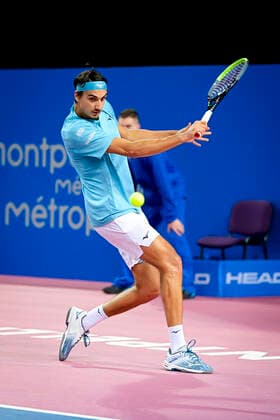 Lorenzo Sonego (Ita) TENNIS : Open Sud de France 2021 - Montpellier - 26 02 2021 JBAutissier Panoramic 