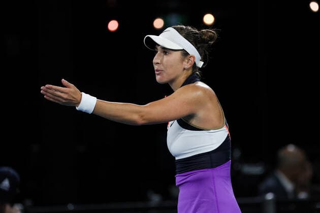 ADELAIDE, AUSTRALIA - FEBRUARY 26: Belinda Bencic of Switzerland reacts on a point against Coco Gauff of United States during their singles match on day five of the Adelaide International tennis tournament at Memorial Drive on February 26, 2021 in Adelaide, Australia. (Photo by Peter Mundy Speed Media Icon Sportswire) TENNIS: FEB 26 - Adelaide International Icon210226215
