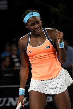ADELAIDE, AUSTRALIA - FEBRUARY 26: Coco Gauff of United States reacts on a point against Belinda Bencic of Switzerland during their singles match on day five of the Adelaide International tennis tournament at Memorial Drive on February 26, 2021 in Adelaide, Australia. (Photo by Peter Mundy Speed Media Icon Sportswire) TENNIS: FEB 26 - Adelaide International Icon210226232
