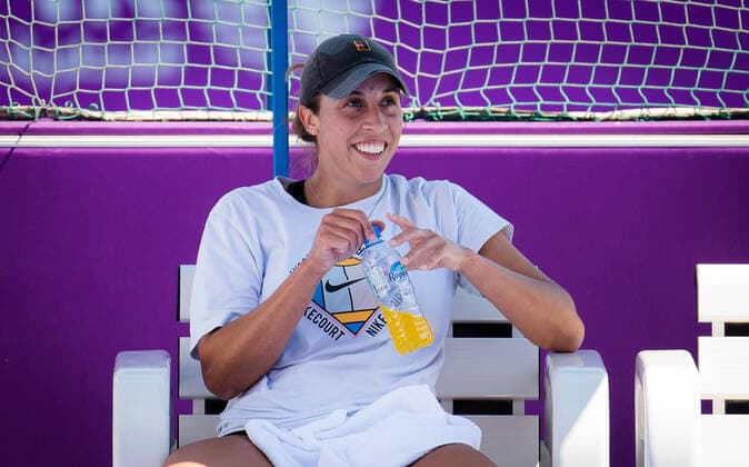 February 26, 2021, DOHA, QATAR: Madison Keys of the United States during practice ahead of the 2021 Qatar Total Open WTA, Tennis Damen 500 tournament. DOHA QATAR - ZUMAa181 20210226_zaa_a181_001 Copyright: xRobxPrangex
