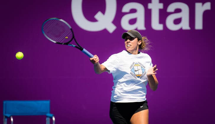 February 26, 2021, DOHA, QATAR: Madison Keys of the United States during practice ahead of the 2021 Qatar Total Open WTA, Tennis Damen 500 tournament. DOHA QATAR - ZUMAa181 20210226_zaa_a181_003 Copyright: xRobxPrangex