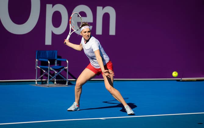 February 26, 2021, DOHA, QATAR: Elena Vesnina of Russia during practice ahead of the 2021 Qatar Total Open WTA, Tennis Damen 500 tournament. DOHA QATAR - ZUMAa181 20210226_zaa_a181_025 Copyright: xRobxPrangex