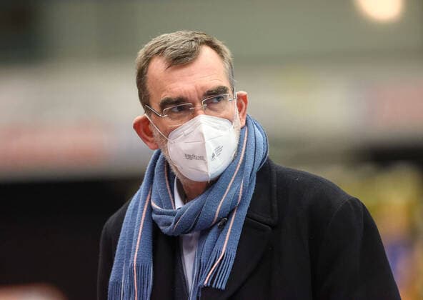 Andreas Thiel, goalkeeping legend and chairman of the womens handball Bundesliga turns 60 on 3 March, TSV Bayer Leverkusen vs SV Buxtehude, Handball, 1 Bundesliga Frauen, 20 Spieltag, 26 02 2021, TSV Bayer Leverkusen vs SV Buxtehude, Handball, 1 Bundesliga Frauen, 20 Spieltag, 26 02 2021 Leverkusen Copyright: xJoergxNiebergall Eibner-Pressefox EP_JNL