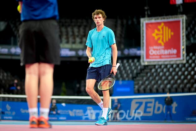 Ugo Humbert (Fra) TENNIS : Open Sud de France 2021 - Montpellier - 26 02 2021 JBAutissier Panoramic 