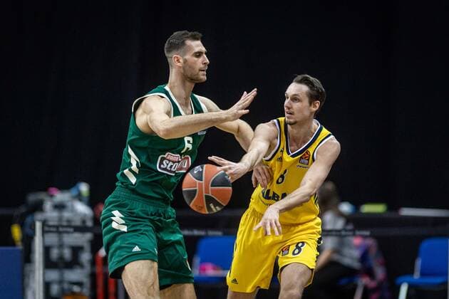 Basketball Berlin 26 02 2021 Season 2020 2021 Euroleague Regular Season Alba Berlin Panathinaikos Athens Marcus Eriksson Alba Berlin, No 08 Georgios Papagiannis Panathinaikos, No 06