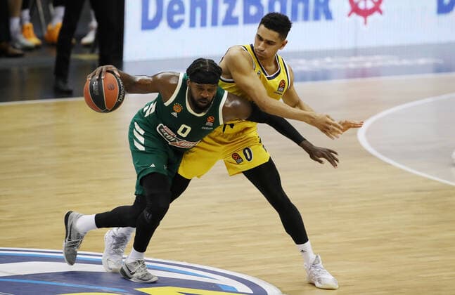 Shelvin Mack, Maodo Lo action game scene duel sports basketball EuroLeague men season 2020 2021 26 01 2021 ALBA Berlin vs Panathinaikos Athens