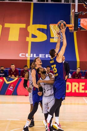 February 26, 2021, Barcelona, Barcelona, Spain: Nikola Mirotic of FC Barcelona, Barca shoot during the Turkish Airlines EuroLeague match between Fc Barcelona and LDLC ASVEL Villeurbanne at Palau Blaugrana on February 26, 2021 in Barcelona, Spain. Barcelona Spain - ZUMAa181 20210226_zaa_a181_067 Copyright: xJavierxBorregox