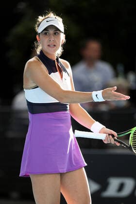 ADELAIDE, AUSTRALIA - FEBRUARY 27: Belinda Bencic of Switzerlandreacts on a point against Iga Swiatek of Poland during their singles final match on day six of the Adelaide International tennis tournament at Memorial Drive on February 27, 2021 in Adelaide, Australia. (Photo by Peter Mundy Speed Media Icon Sportswire) TENNIS: FEB 27 - Adelaide International Icon210227101