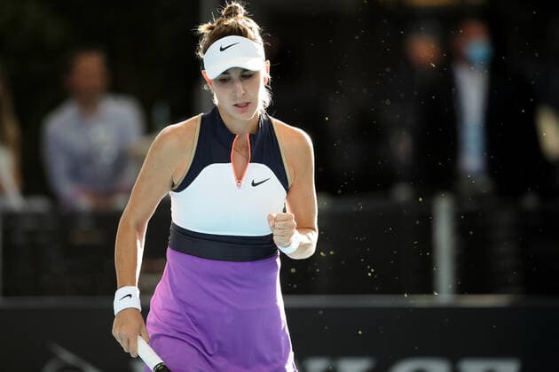 ADELAIDE, AUSTRALIA - FEBRUARY 27: Belinda Bencic of Switzerland reacts on a point against Iga Swiatek of Poland during their singles final match on day six of the Adelaide International tennis tournament at Memorial Drive on February 27, 2021 in Adelaide, Australia. (Photo by Peter Mundy Speed Media Icon Sportswire) TENNIS: FEB 27 - Adelaide International Icon210227104