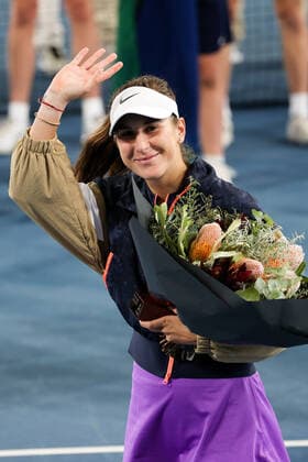 ADELAIDE, AUSTRALIA - FEBRUARY 27: Runner up Belinda Bencic of Switzerland during their singles final match on day six of the Adelaide International tennis tournament at Memorial Drive on February 27, 2021 in Adelaide, Australia. (Photo by Peter Mundy Speed Media Icon Sportswire) TENNIS: FEB 27 - Adelaide International Icon210227167