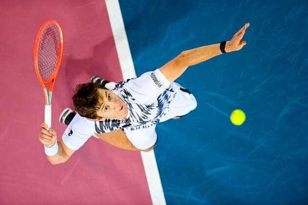Egor Gerasimov (Blr) TENNIS : Open Sud de France 2021 - Montpellier - 27 02 2021 JBAutissier Panoramic 