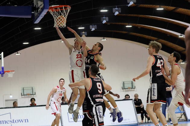 RheinStars Cologne Itzehoe Eagles Cologne Germany 27 02 2021 Left Johann Albrecht RheinStars Right Erik Nyberg Itzehoe