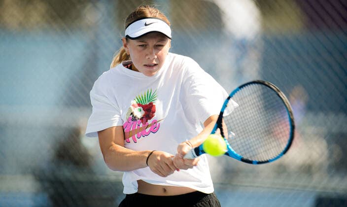 February 27, 2021, DOHA, QATAR: Amanda Anisimova of the United States during practice ahead of the 2021 Qatar Total Open WTA, Tennis Damen 500 tournament. DOHA QATAR - ZUMAa181 20210227_zaa_a181_321 Copyright: xRobxPrangex