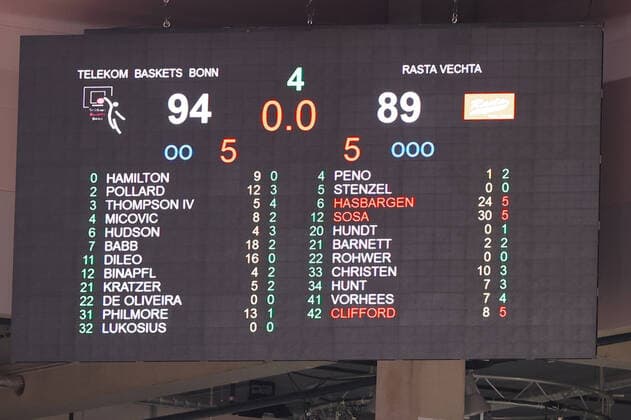 GER, Easycredit BBL, Telekom Baskets Bonn vs RASTA Vechta 27 02 2021, Telekom Dome, Bonn, GER, Easycredit BBL, Telekom Baskets Bonn vs RASTA Vechta, in the picture final score 94 89 nordphotoxGmBHx xMeuter nph00351