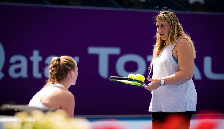 February 28, 2021, DOHA, QATAR: Marion Bartoli during practice ahead of the 2021 Qatar Total Open WTA, Tennis Damen 500 tournament. DOHA QATAR - ZUMAa181 20210228_zaa_a181_001 Copyright: xRobxPrangex
