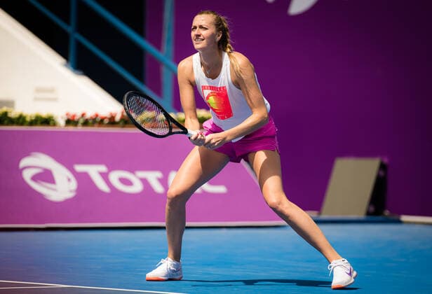 February 28, 2021, DOHA, QATAR: Petra Kvitova of the Czech Republic during practice ahead of the 2021 Qatar Total Open WTA, Tennis Damen 500 tournament. DOHA QATAR - ZUMAa181 20210228_zaa_a181_003 Copyright: xRobxPrangex