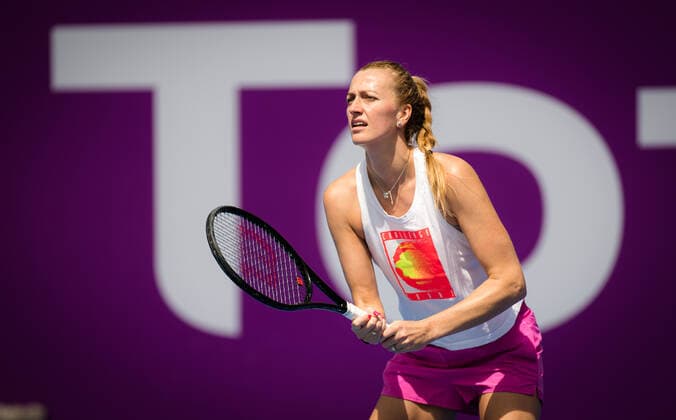 February 28, 2021, DOHA, QATAR: Petra Kvitova of the Czech Republic during practice ahead of the 2021 Qatar Total Open WTA, Tennis Damen 500 tournament. DOHA QATAR - ZUMAa181 20210228_zaa_a181_005 Copyright: xRobxPrangex