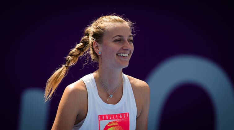 February 28, 2021, DOHA, QATAR: Petra Kvitova of the Czech Republic during practice ahead of the 2021 Qatar Total Open WTA, Tennis Damen 500 tournament. DOHA QATAR - ZUMAa181 20210228_zaa_a181_008 Copyright: xRobxPrangex