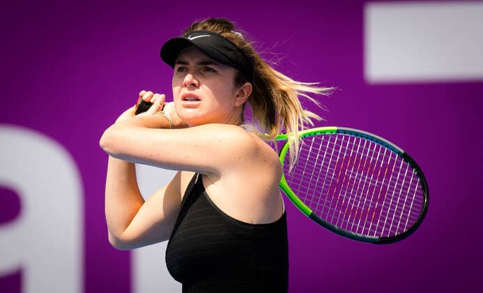 February 28, 2021, DOHA, QATAR: Elina Svitolina of the Ukraine during practice before the 2021 Qatar Total Open WTA, Tennis Damen 500 tournament. DOHA QATAR - ZUMAa181 20210228_zaa_a181_019 Copyright: xRobxPrangex