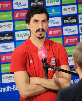 28 02 2021, BBL, FC Bayern vs Würzburg S Oliver, Audi Dome Muenchen, basketball, sports, in the picture Nihat Djedovic FCB Basketball