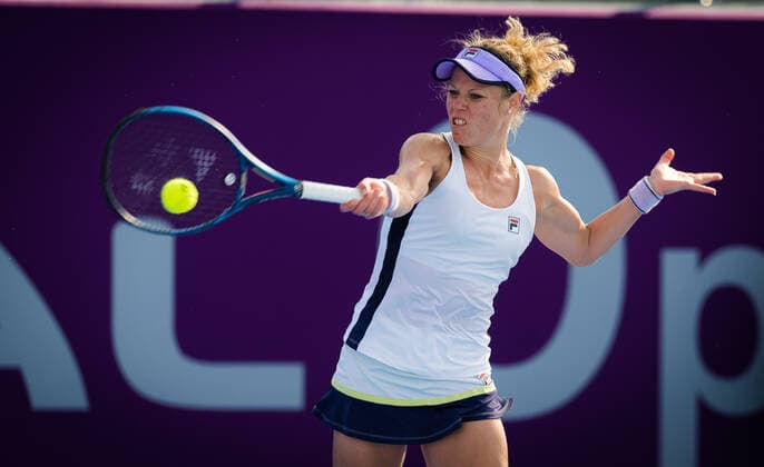 February 28, 2021, DOHA, QATAR: Laura Siegemund of Germany in action during the second qualifications round of the 2021 Qatar Total Open WTA, Tennis Damen 500 tournament against Elena-Gabriela Ruse of Romania DOHA QATAR - ZUMAa181 20210228_zaa_a181_050 Copyright: xRobxPrangex