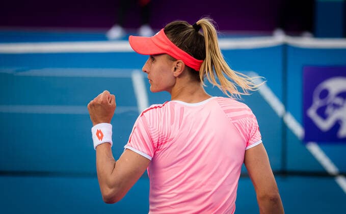 February 28, 2021, DOHA, QATAR: Lesia Tsurenko of Ukraine in action during the second qualifications round of the 2021 Qatar Total Open WTA, Tennis Damen 500 tournament against Katerina Siniakova of the Czech Republic DOHA QATAR - ZUMAa181 20210228_zaa_a181_054 Copyright: xRobxPrangex