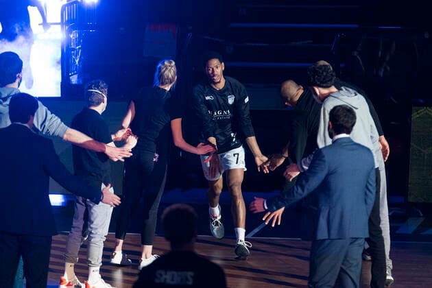 easyCredit Basketball Bundesliga, Hamburg, 28 02 2021 easyCredit Basketball Bundesliga, Hamburg Towers vs MHP Riesen Ludwigsburg, Player introduction Kameron Taylor 7 Hamburg Towers Copyright: xBEAUTIFULxSPORTS Mohwinkelx