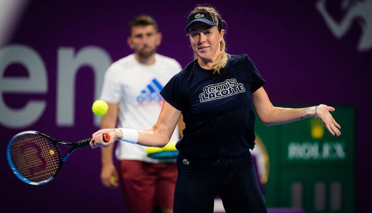 February 28, 2021, DOHA, QATAR: Anastasia Pavlyuchenkova of Russia during practice ahead of the 2021 Qatar Total Open WTA, Tennis Damen 500 tournament. DOHA QATAR - ZUMAa181 20210228_zaa_a181_098 Copyright: xRobxPrangex