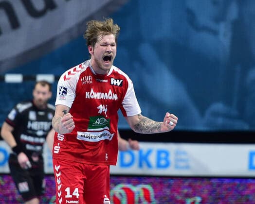 Bilder des Jahres 2021, Sport 02 Februar Sport Themen der Woche KW08 Sport Bilder des Tages 28.02.2021 - Handball - 1. Bundesliga LIQUI MOLY HBL - Saison 2020 2021 - 16. Spieltag: HC Erlangen Metropolregion Nürnberg HCE - HSG Nordhorn Lingen - OGo - Markus Stegefelt (14, HSG Nordhorn Lingen) Jubel Freude *** 28 02 2021 Handball 1 Bundesliga LIQUI MOLY HBL Season 2020 2021 16 Matchday HC Erlangen Metropolregion Nürnberg HCE HSG Nordhorn Lingen OGo Markus Stegefelt 14, HSG Nordhorn Lingen Jubel Freude