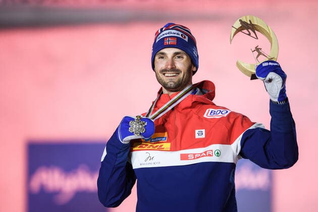 210228 Bronze medalist Hans Christer Holund of Norway at the Medal ceremony for the mens cross country skiing skiathlon during the FIS Nordic Ski World Championships on February 28, 2021 in Oberstdorf Photo Johanna Lundberg BILDBYRAN kod JL JL0087 skidor cross country skiing langrenn fis nordic world ski championships vm ski vm skid vm 4 bbeng norway bronze,  Copyright: JOHANNAxLUNDBERG BB210228JL148