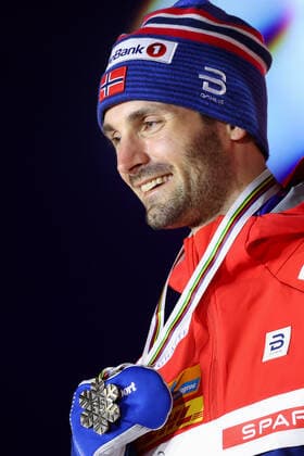 NORDIC SKIING - FIS Nordic World Ski Championships Oberstdorf 2021 OBERSTDORF,GERMANY,28.FEB.21 - NORDIC SKIING, CROSS COUNTRY SKIING - FIS Nordic World Ski Championships, 30km Skiathlon, men, award ceremony. Image shows Simen Hegstad Krueger (NOR). Keywords: medal. GEPAxpictures xChristianxWalgram