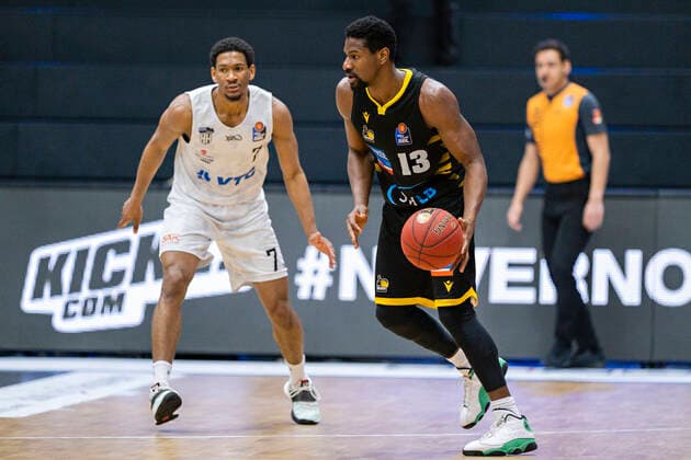 Kameron Taylor Towers , Yorman Polas Bartolo MHP Basketball Bundesliga, easyCredit BBL, season 2020 2021, 21 matchday 28 02 21, Hamburg Wilhelmsburg, Hamburg Towers vs MHP Riesen Ludwigsburg Â