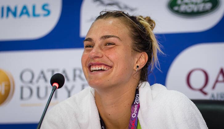 March 1, 2021, DOHA, QATAR: Aryna Sabalenka of Belarus talks to the media ahead of the 2021 Qatar Total Open WTA, Tennis Damen 500 tournament. DOHA QATAR - ZUMAa181 20210301_zaa_a181_001 Copyright: xRobxPrangex