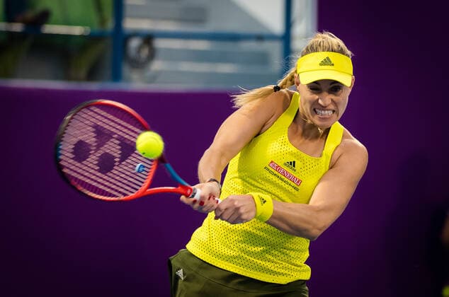 Sport Bilder des Tages March 1, 2021, Doha, Qatar: ANGELIQUE KERBER of Germany in action during the first round of the 2021 Qatar Total Open WTA, Tennis Damen 500 tournament against C. Buyukakcay of Turkey. Kerber won 6:4, 6:2. DOHA QATAR - ZUMAa181 20210301_zaa_a181_073 Copyright: xRobxPrangex